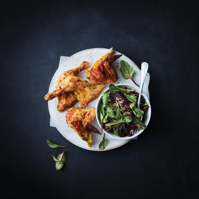 Easy roast chicken With beet and quinoa salad