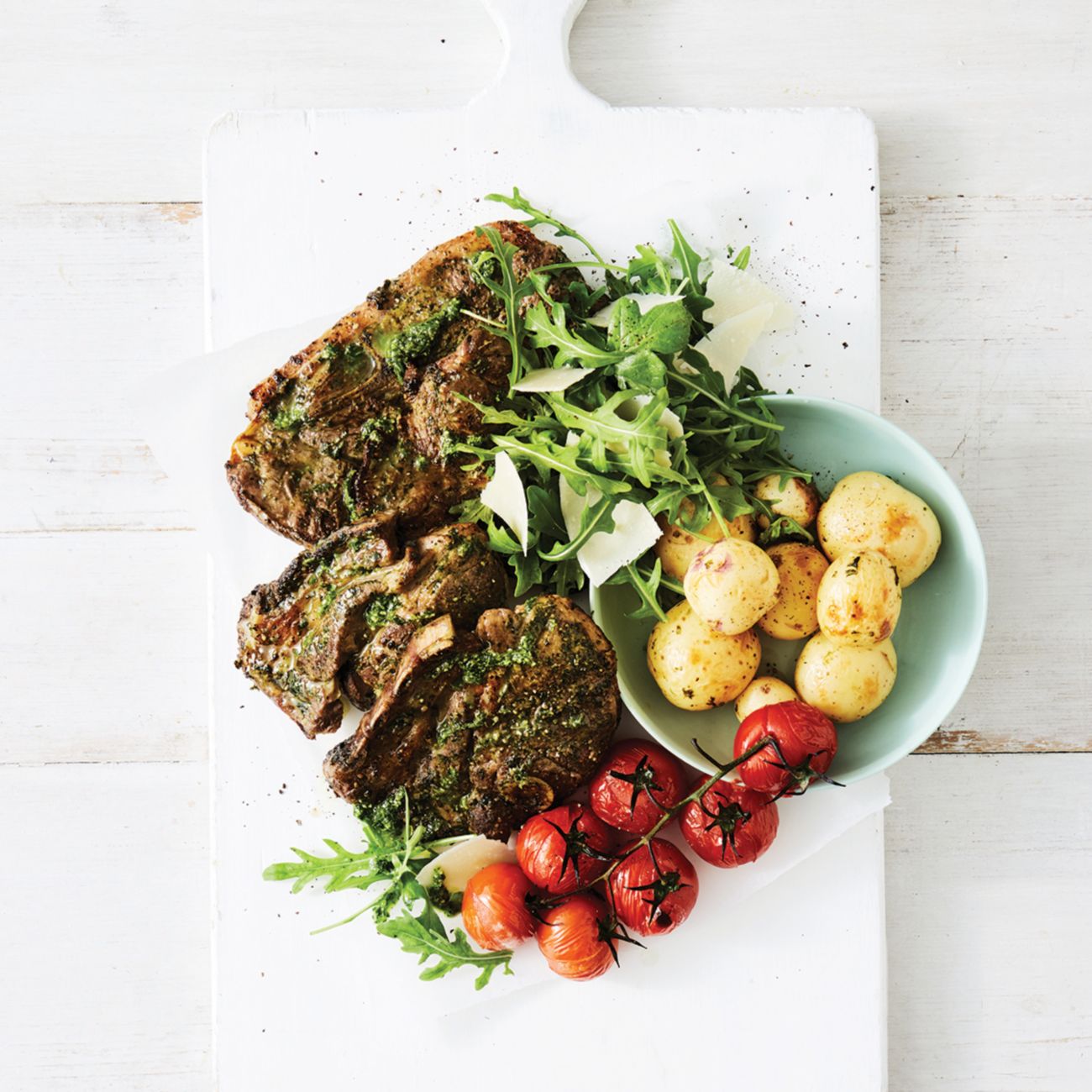 Grilled Pesto Lamb Chops With Tomatoes & Potatoes Recipe Woolworths