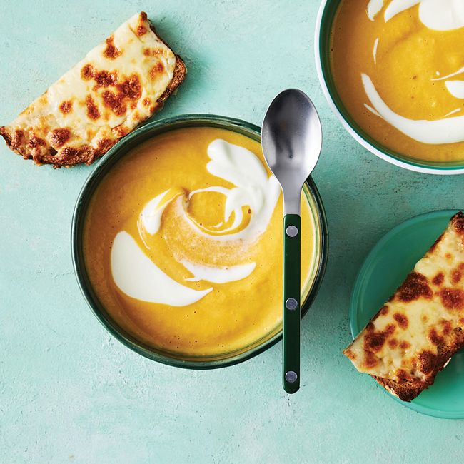 Healthier Kids’ Pumpkin Soup with Cheesy Dippers