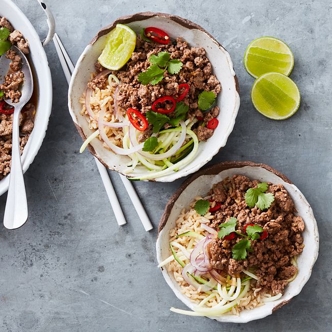 Lemongrass & ginger beef bowls