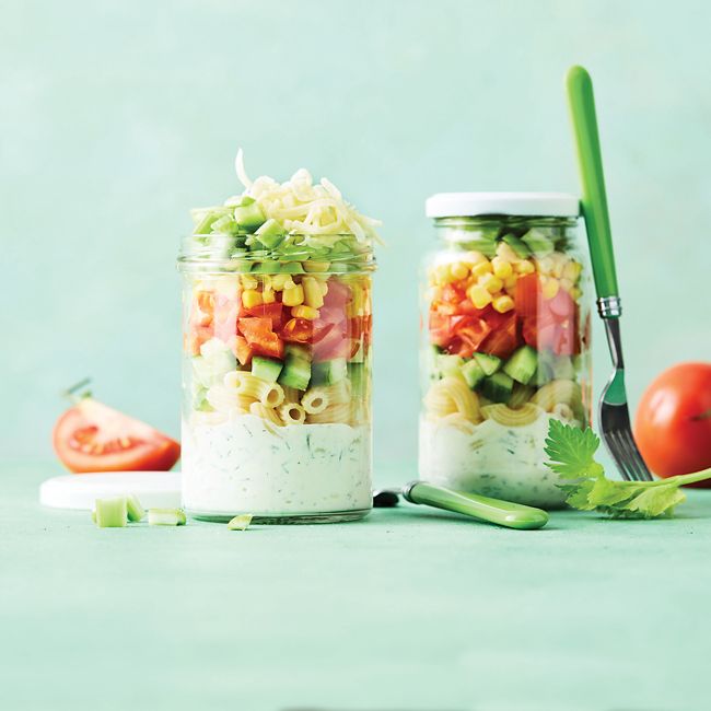 Rainbow Layered Salad Jars