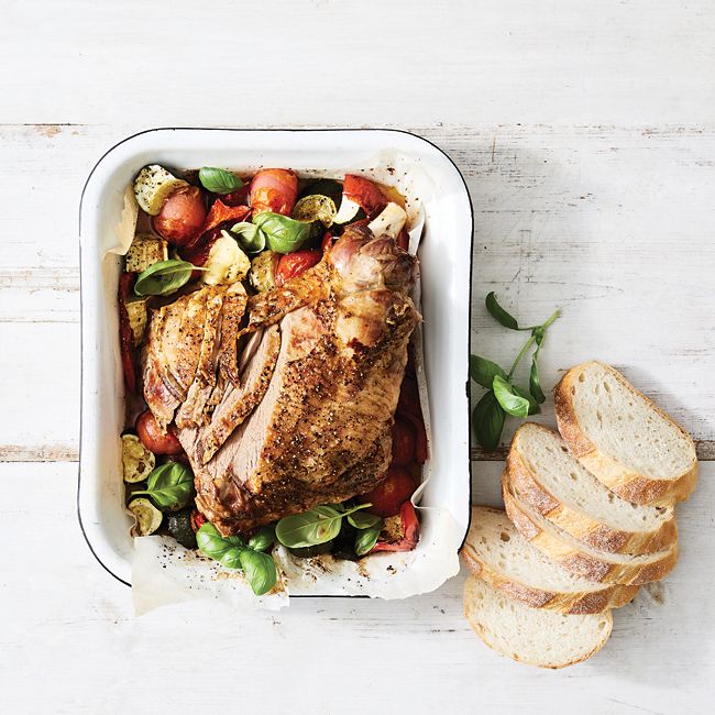 Roast Leg Of Lamb with Mediterranean Vegetables