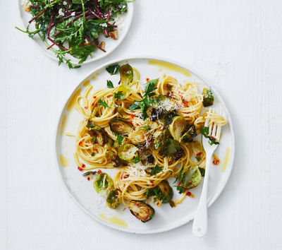 Roasted Brussels sprouts pasta