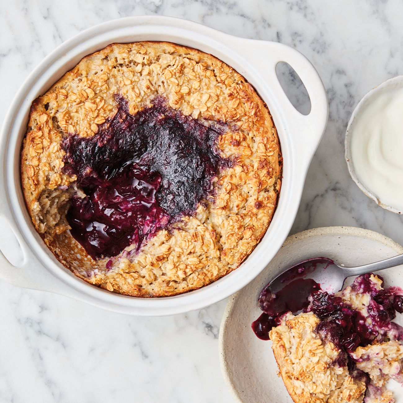 Baked Oats with Blueberry Lava