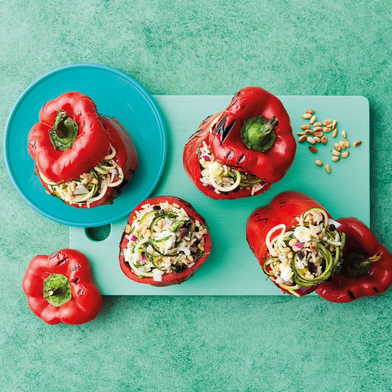 Healthier Grilled Capsicums Stuffed with Brown Rice Salad