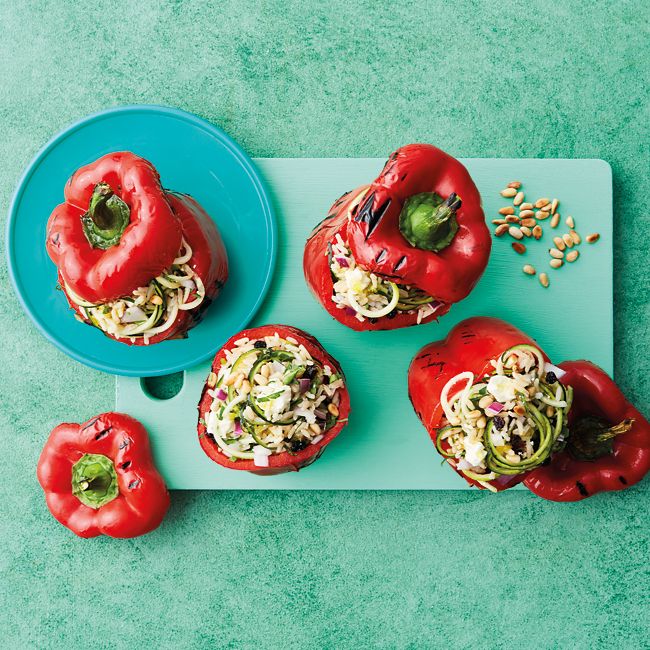 Healthier Grilled Capsicums Stuffed with Brown Rice Salad 