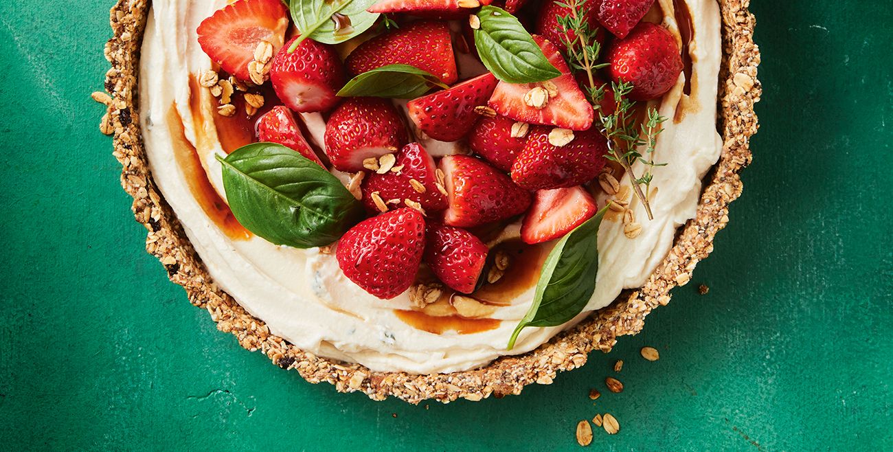 Healthier No Bake Strawberry Basil Cheesecake Tart Recipe Woolworths