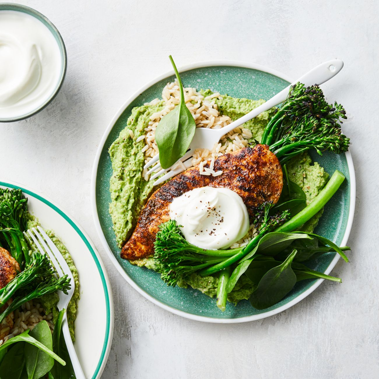 Healthier Spiced Chicken with Cauliflower Hummus