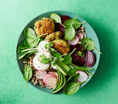 Healthier Zucchini Fritters and Quinoa Bowls