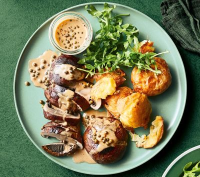 Mushroom Steaks With Peppercorn Sauce