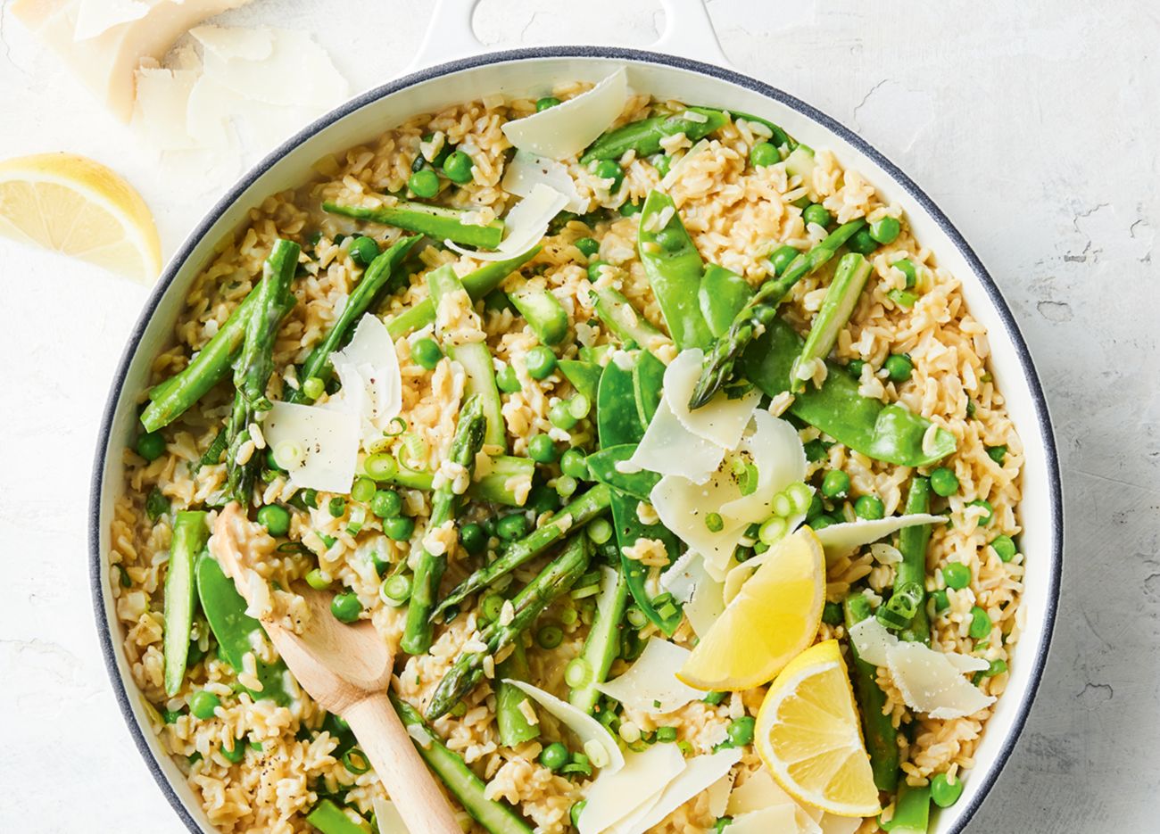 Mixed pea and asparagus risotto