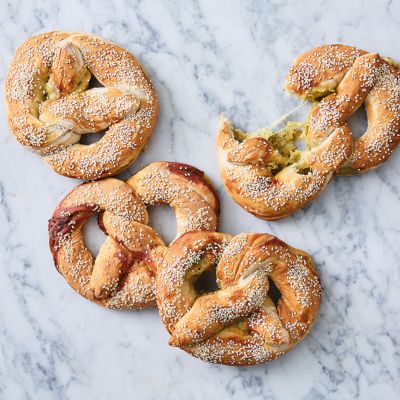 Cheese & Pesto-Stuffed Pretzels