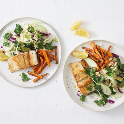 Crisp-Skinned Barramundi With Apple Slaw