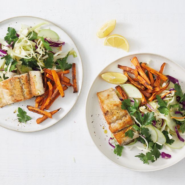 Crisp-Skinned Barramundi With Apple Slaw