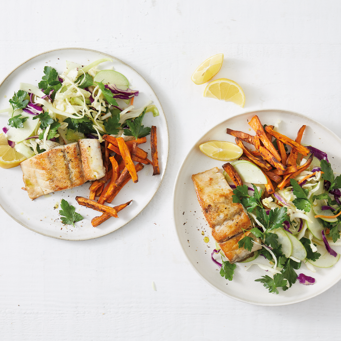 Crisp-Skinned Barramundi With Apple Slaw