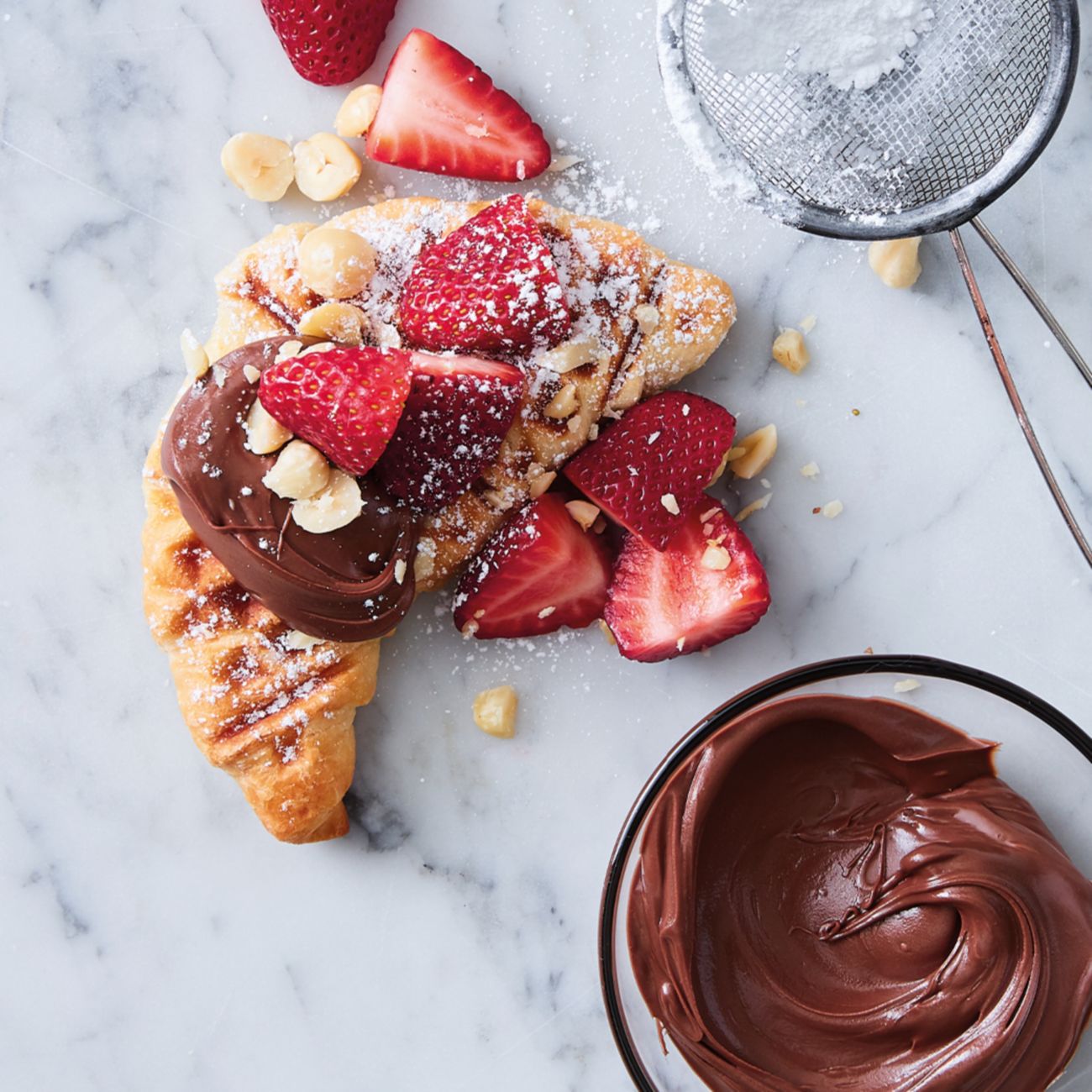Croffles with Strawberries and Hazelnuts