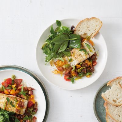 Pan-Fried Barramundi With Tomato & Olive Salsa