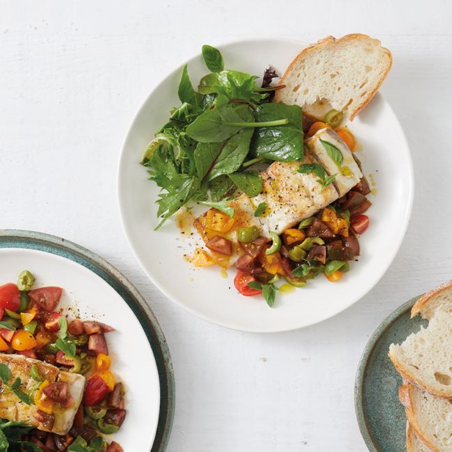 Pan-Fried Barramundi With Tomato & Olive Salsa