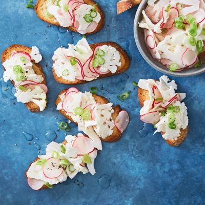 Pickled Cauliflower & Radish Crostini