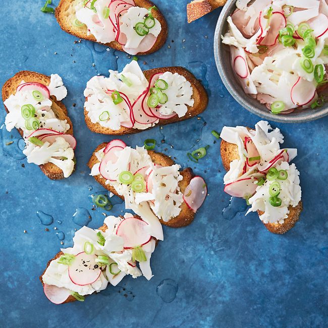 Pickled Cauliflower & Radish Crostini