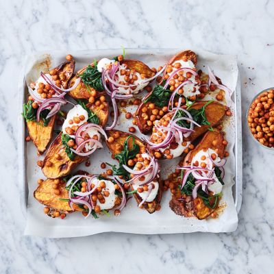 Roasted Sweet Potato With Crispy Chickpeas