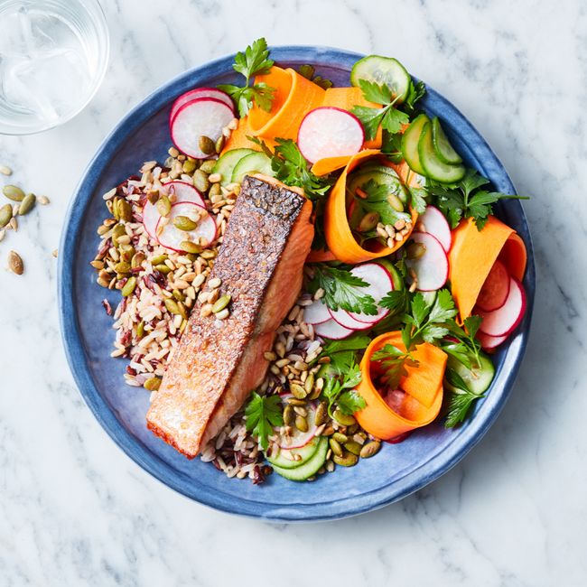 Crispy-Skinned Salmon With Pickled Vegetable Salad