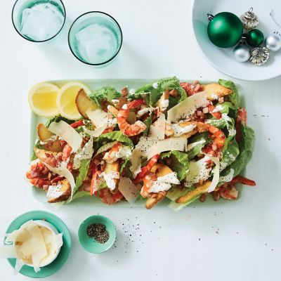 Prawn Caesar Salad With Garlic Croutons