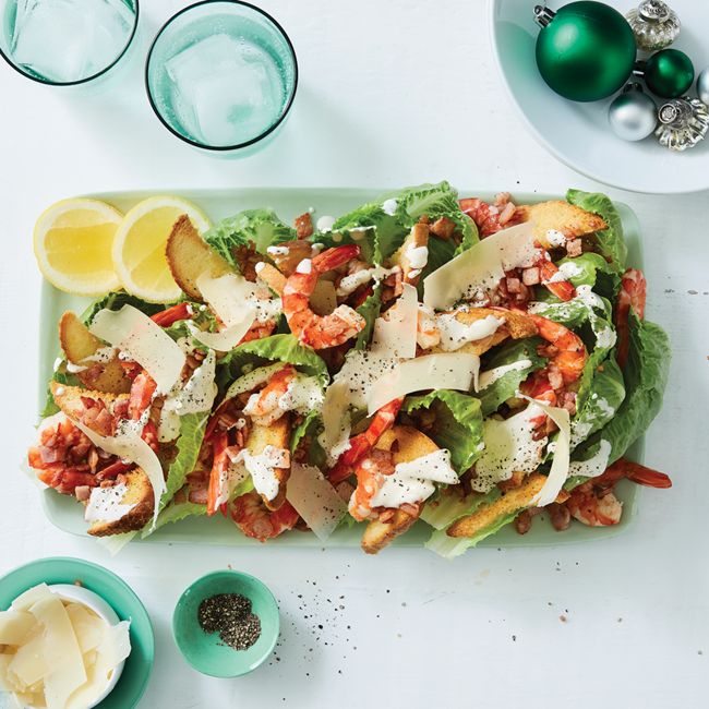 Prawn Caesar Salad With Garlic Croutons