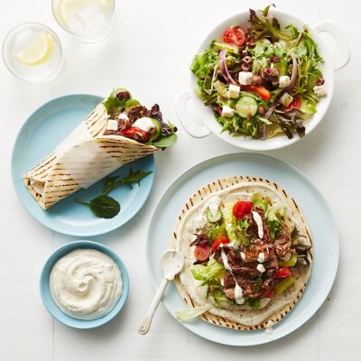 Souvlaki Wraps With Garlic Sauce
