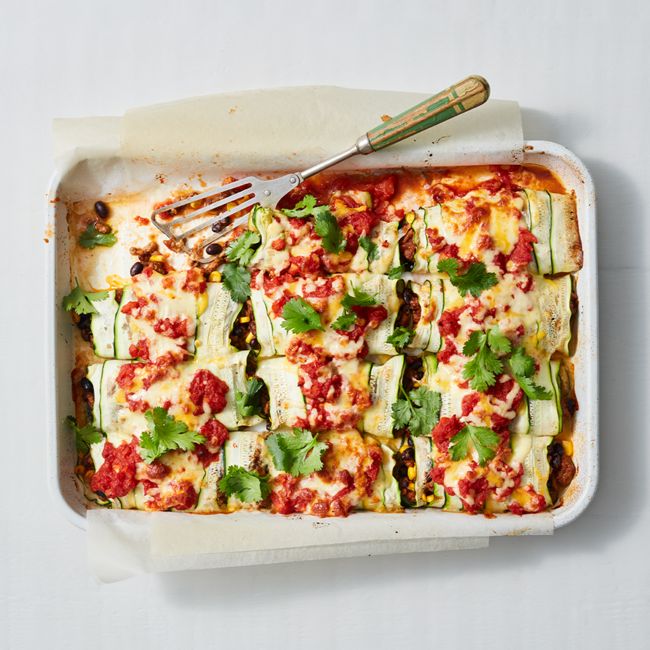 Zucchini Enchiladas With Beef & Black Beans