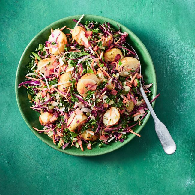 Air-Fryer Potato Salad With Bacon & Kaleslaw