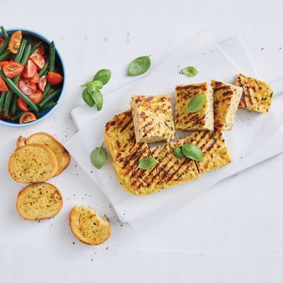 Easy Charred Zucchini Slice With Tomato & Bean Salad