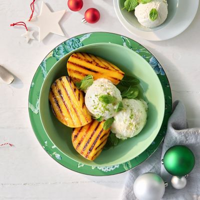 Grilled Mango With Lime Syrup & Vegan Coconut Ice-cream