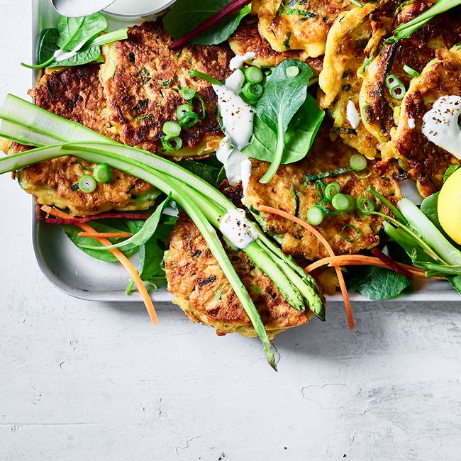 Haloumi Fritters & Shredded Veggie Salad