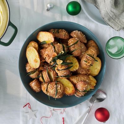 Lemon & Garlic Hasselback Potatoes With Sage