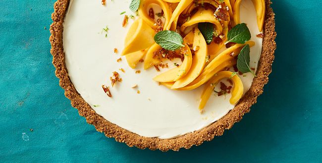 Mango Cheesecake Tart With Peanut & Chilli Praline