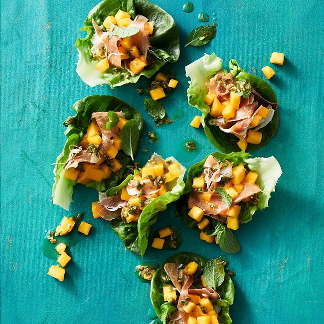 Mango, Prosciutto & Gem Lettuce Canapes