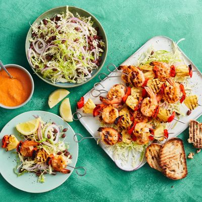 Pineapple & Prawn Kebabs With Healthier Seafood Sauce