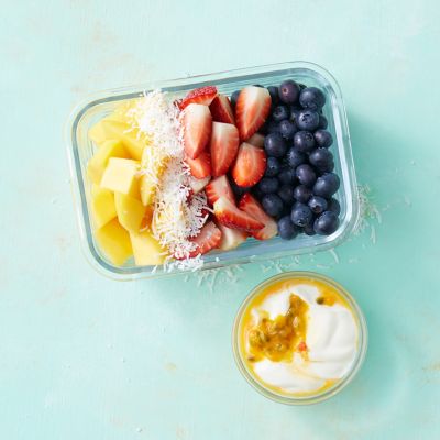 Rainbow Fruit Salad With Passionfruit Yoghurt