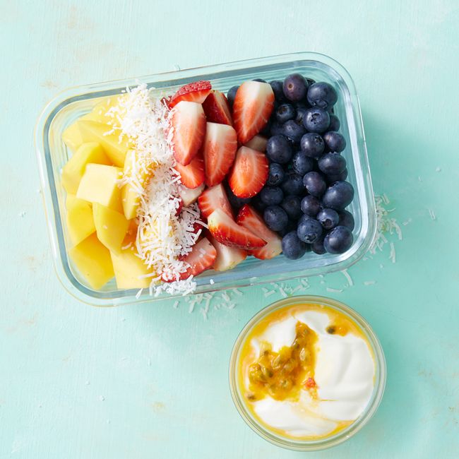 Rainbow Fruit Salad With Passionfruit Yoghurt