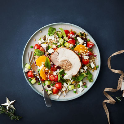 Turkey Roll With Spiced Apple Stuffing & Jewelled Salad