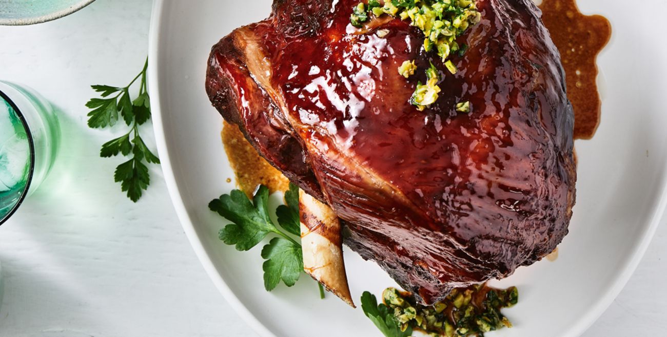 Balsamic-Glazed Lamb With Green Olive Tapenade