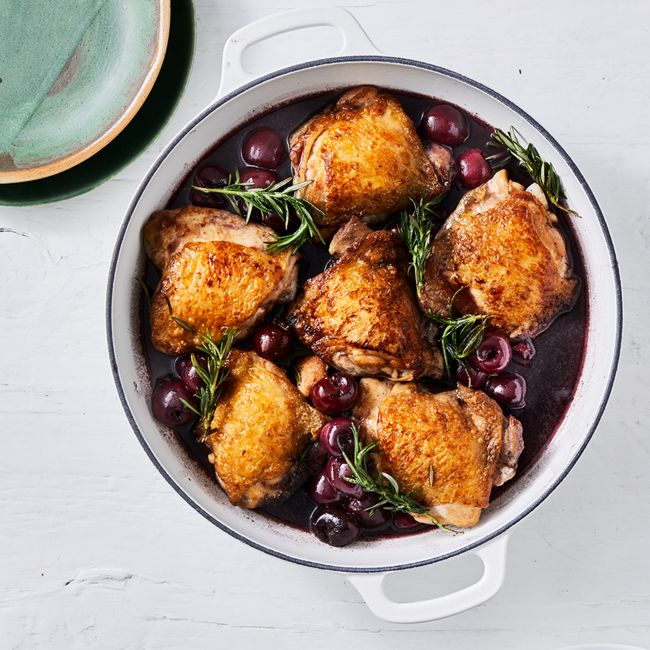 Cheat's Roast Chicken With Spiced Sour Cherries