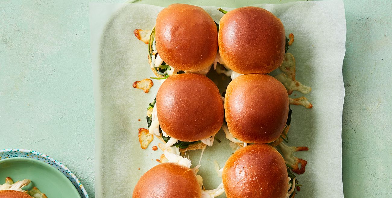 chicken and pesto pull apart sliders