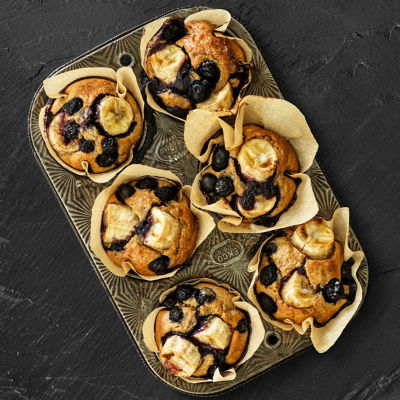 Healthier Banana & Blueberry Muffins