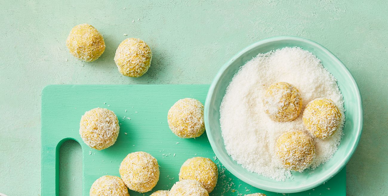 Mango and coconut bliss balls