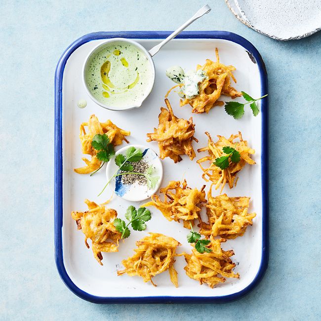 Onion Bhajis With Coriander Yoghurt