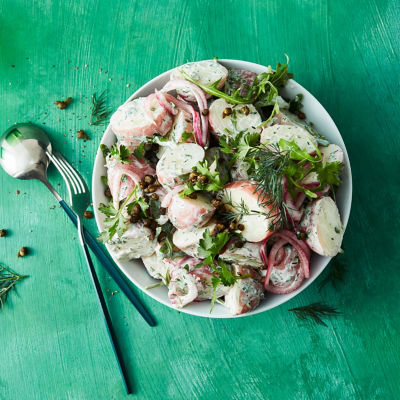 Potato Salad With Pickled Red Onion & Herbs