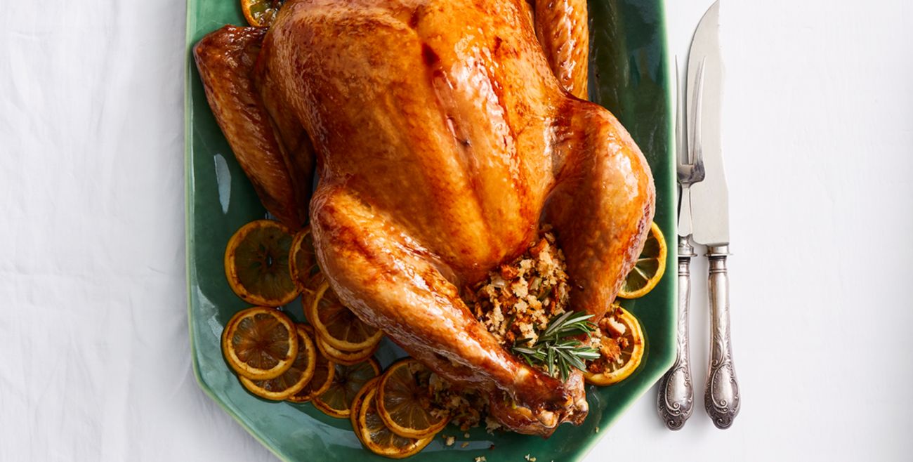 Roast Turkey With Citrus Butter and Pistachio Stuffing