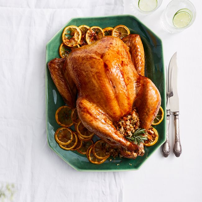 Roast Turkey With Citrus Butter & Pistachio Stuffing 